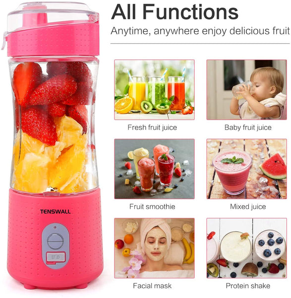 Portable Blender Rechargeable Travel Juicer Cup Electric Mini Personal Size  Blenders for Smoothies and Shakes Fruit Juice Mixer