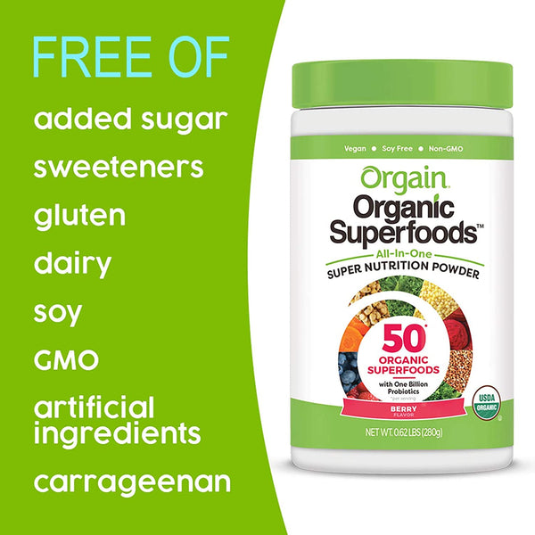 Orgain Organic Green Superfoods Powder Berry Antioxidants 1 Billio Smoothies With Oranges