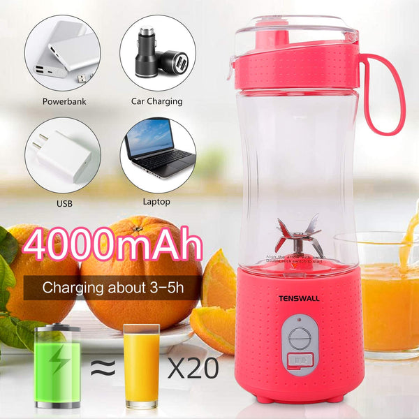 TENSWALL Portable Blender, Personal Size Blenders Smoothies and Shakes,  Handheld Fruit Mixer Machine 13oz USB Rchargeable Juicer Cup, Ice Blender  Mixer, By TripleClicks